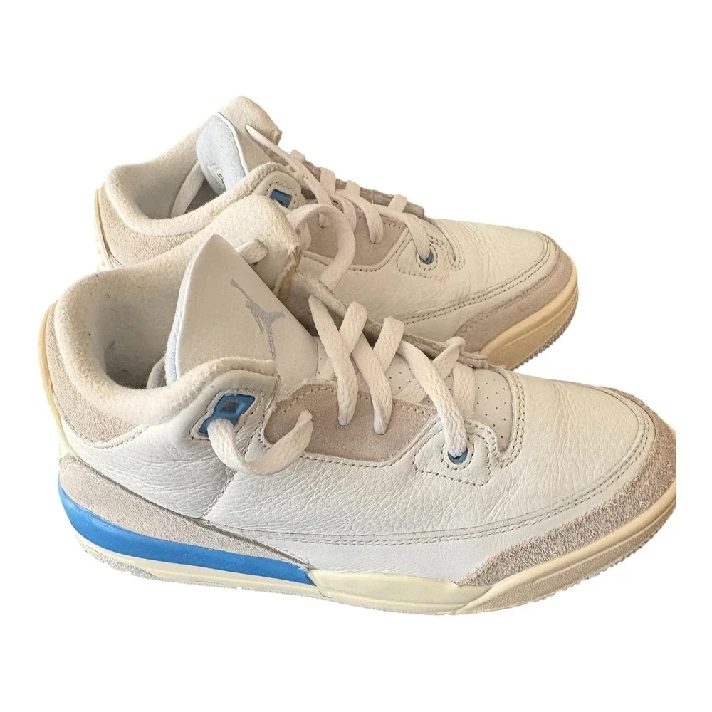 Jordan 3 Retro Midnight Navy White Blue Suede Sneakers‎ DM0966-101 Kids Size 2Y